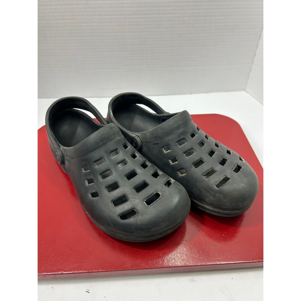 Airwalk Perforated Clog Shoes M9 W11 Black Slip On Heel Strap Gorpcore Utility